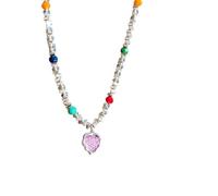 QTYQWC Nuove Scoperte di Gioielli Unisex 2026 Perle da Fiore a Cuore colorato Collana Metallica per Le Donne Accessori per Girocollo Coreano Collaro di Moda Dono Creativo alla Moda per Donne e Uomini