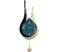 QTYQWC Orologio da Parete in Metallo Creativo con Pendolo, Grandi Orologi da Parete di Ferro, Arte Decorazione 3D casa Soggiorno Ristorante Hotel Silenzioso Non ticchettio Orologio in Quarzo, Blue ||