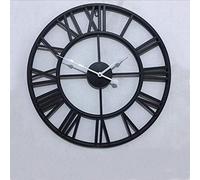 QTYQWC Orologio da Parete New Big Roman Numerals Giant Open Face Metal Garden Outsola da Parete Black Metal Orologio da Parete 50 cm