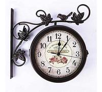 QTYQWC Orologio da Parete Orologio Orologio da Giardino Outdoor Resistente alle intemperie, da 12 Pollici in Ferro battuto Orologi in Metallo a Doppia Faccia a Doppia Faccia da Parete al di Fuori