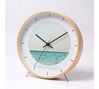 QTYQWC Orologio Oceano Orologio Minimalista Orologio Creativo Soggiorno Decorazione Desktop Muto Orologio in Legno Solido (Nero)