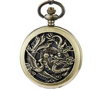 QTYQWC Orologio tascabile meccanico Drago gioca a palla Steampunk Skeleton Orologio a vento a mano con catena per uomo collezione Women Collection