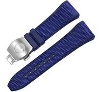QTYQWC Per Franck Muller V45 Series 28mm Nylon Genuine in pelle vera in pelle di orologio in silicone Blu pieghevole cinghia di orologio fibbro (colore: 25-12 mm, dimensione: 28 mm)