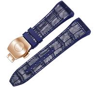QTYQWC Per Franck Muller V45 Series 28mm Nylon Genuine in pelle vera in pelle di orologio in silicone Blu pieghevole cinghia di orologio fibbro (colore: 25-12 mm, dimensione: 28 mm)
