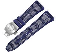 QTYQWC Per Franck Muller V45 Series 28mm Nylon Genuine in pelle vera in pelle di orologio in silicone Blu pieghevole cinghia di orologio fibbro (colore: 25-12 mm, dimensione: 28 mm)