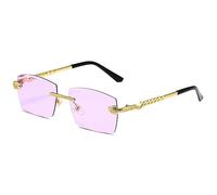 QTYQWC Poligono Occhiali Da Sole Senza Montatura Delle Donne Retro Serpente Decorazione Trasparente Ocean Lens Eyewear Uomini Occhiali Da Sole UV400 Shades, Viola, Taglia unica