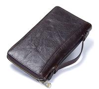 QTYQWC Portafogli da Uomo in Pelle di Mucca, Casual, con Pochette, Porta Carte, con Cerniera, con Porta passaporto, Custodia per Telefono, Portafoglio Lungo da Uomo (Colore: Blu)