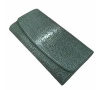 QTYQWC Portafoglio a Tre Ante Grande da Donna in Vera Pelle di Razza Liscia esotica, Portamonete da Donna, in Vera Pelle, con Pochette Lunga, Porta Carte (Verde)