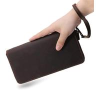 QTYQWC Portafoglio da Uomo Fatto a Mano, Lungo, Multi-Carta, con Clip, Pochette, Borsa a Mano, retrò, Casual