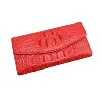 QTYQWC Portafoglio Lungo Chic da Donna Autentico in Vera Pelle di Coccodrillo Porta Carte da Donna Pochette Grande da Donna in Vera Pelle di Alligatore esotica (Rosso), LKC-0489