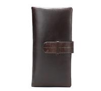 QTYQWC Portafoglio Lungo da Uomo con Cerniera, in Pelle di Mucca Vintage, con Pochette, per Telefono e Carte, 100% Vera Pelle, Portafogli da Uomo (B, 19 * 9 cm)