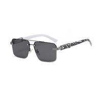 QTYQWC Retro Metallo Doppio Ponti Quadrato Donne Occhiali Da Sole di Lusso Moda Senza Montatura Gradiente Ocean Film UV400 Uomini Occhiali Da Sole, Grigio canna di fucile., Taglia unica