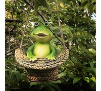 QTYQWC Statue appesa all'aperto gnomi da Giardino, Fata figurina gnoma di gnomi da Giardino, per Decorazioni per Alberi del Cortile da Giardino per la casa, Ornamenti gnomi sorridenti, rana2+13717 cm