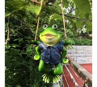 QTYQWC Statue appesa all'aperto gnomi da Giardino, Fata figurina gnoma di gnomi da Giardino, per Decorazioni per Alberi del Cortile da Giardino per la casa, Ornamenti gnomi sorridenti, rana2+13717 cm