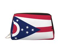 qtyvgtic - Beauty case da viaggio con stampa, grande, 3 tasche interne organizer per oggetti essenziali, Bandiera dello stato dell'Ohio, One Size, Classico