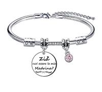 QTZXZX Braccialetto Donna Compleanno e Festa della Mamma - Regalo di Amicizia "Zia vuoi essere la mia Madrina?"