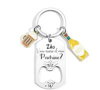 QTZXZX Idea Regalo per Zio, Io Ho Due titoli Zio e Padrino e Sono bravissimo in Entrambi Regalo Zio Padrino Portachiavi regalo zio compleanno regalo zio compleanno da nipoti (2)