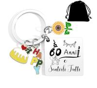 QTZXZX Regalo Compleanno 60 Anni - 60 Anni Compleanno Donna Uomo- Portachiavi Divertente Per Mamma, Papà, Nonno, Nonna, Per Amici,Lui, Lei - Regali 60 Portachiavi Originale (60)