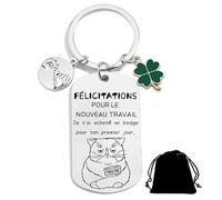 QTZXZX Regalo di congratulazioni per un nuovo lavoro - Traduttore - Portachiavi per auguri gatto - Carta da partenza collegue - Portachiavi per addio, per donna, uomo, umorismo, regalo