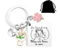 QTZXZX Regalo Sorella di Natale Portachiavi Sorella di Cuore Portachiavi Amore Sorella Mia Sorella di Cuore per sempre per Sorella Originale Portachiavi Regalo Sorella Compleanno, 3, L