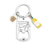 QTZXZX Regalo Tonton Portachiavi Non Bisogno Di Capelli Per Essere Un Super Tonton Apribottiglie Regalo Compleanno Uomo Originale Regali di Natale Per Tonton