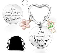 QTZXZX Regalo Zia Madrina Portachiavi Zia vuoi essere la mia madrina Regalo Zia Anniversaire Regalo Madrina battesimo Portachiavi Madrina Cresima Natale Battesimo (1)