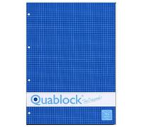 Blocco ricambi forati Quablock Original - A4 - quadretto 5mm - 50fg - 80gr - collato lato lungo - Pigna