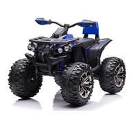 Quad Jungle ATV Elettrico 12V per Bambini con Ammortizzatori Reali Batteria Potenziata Schienale Carico Massimo 30KG Ruote Grandi (Blu)