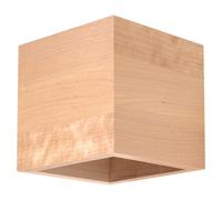 SOLLUX lighting Lampada da parete quad, in legno con paralume rettangolare, lampada per soggiorno, sala da pranzo, illuminazione da parete, lampada da cucina, in legno naturale, 10 x 12 x 10 cm