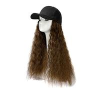 Quad uomo ricci acconciatura capelli legati regolabile parrucca onda berretto da baseball cappello lungo parrucca uomo alla moda (C, One Size)