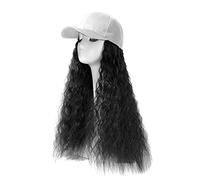 Quad uomo ricci acconciatura capelli legati regolabile parrucca onda berretto da baseball cappello lungo parrucca uomo alla moda (D, One Size)
