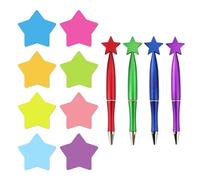 Quaderni A Stella Da 8 Pezzi E Penne A Sfera A Stella Da 4 Pezzi, Cancelleria Creativa, Quaderni Autoadesivi, Graziosi Blocchi Per Messaggi, Articoli Per L'Apprendimento E Per Ufficio
