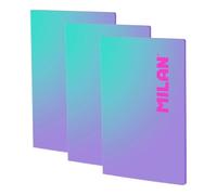 Quaderni A4 Milan Sunset - Pack 3 Incollati 48 Fogli 95gr Viola