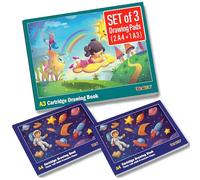 Quaderni da disegno - Confezione da 3 (2 A4 + 1 A3) | 102 pagine bianche | Quaderni per schizzi in carta da carteggio per principianti | per scarabocchi, schizzi, colorazione, pittura | Quaderni