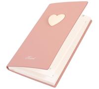 Quaderno a Cuore Rosa Portatile 48k per Pianificazione Giornaliera | Etichette Mensili e Settimanali, Pasta di Legno, Stile Semplice, per Famiglia e Amici, Formato Tascabile