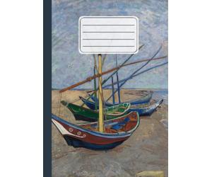 Quaderno a fogli bianchi senza righe o quadretti: Vincent Van Gogh, Barche da pesca sulla spiaggia di Les Saintes Maries de la Mer | Sketchbook con ... appunti e dipingere | 110 pagine | Formato A4