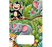 Quaderno a quadretti 1 cm per prima e seconda elementare: Formato A4 - animali della giungla