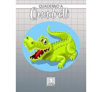 Quaderno a quadretti 1cm coccodrillo: Ideale per le scuole elementari | 100 pagine formato grande a4 | Con margine