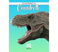 Quaderno a quadretti 5mm dinosauro: Ideale per la seconda elementare e per la terza elementare | 100 pagine a4 con margine | 1/2 mezzo centimetro