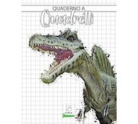 Quaderno a quadretti 5mm dinosauro: Ideale per la seconda elementare e per la terza elementare | 100 pagine a4 con margine | 1/2 mezzo centimetro