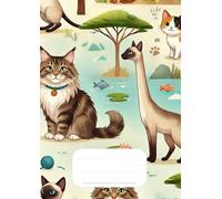 Quaderno a quadretti grandi 1 cm per prima e seconda scuola primaria: formato A4 - 100 pagine - quaderno di matematica e scienze - fantasia gatti