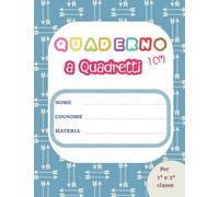 Quaderno a Quadretti Grandi Colorati 10 mm (1 cm) con Margine Speciale per Disgrafia, Dislessia e Disortografia per la Prima e Seconda Classe ... - Copertina Lucida - Frecce su Sfondo Azzurro