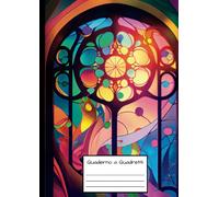 Quaderno a Quadretti: Quaderno A4 grande formato, a quadretti da 5x5 mm - Adatto per scuola, ufficio e tempo libero- Copertina flessibile con disegno in vetro colorato