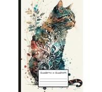 Quaderno a Quadretti: Quaderno A4 grande formato, a quadretti da 5x5 mm - Adatto per scuola, ufficio e tempo libero- Copertina flessibile con un bellissimo gatto in stile artistico