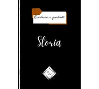 Quaderno a quadretti Storia: Formato A4|per quarta e quinta elementare, per medie e superiori |senza margini |100 pagine |copertina nera, lucida con nome della materia.