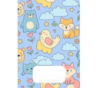 Quaderno a righe 1 elementare con bordi - quadernone di italiano: formato A4 - 100 pagine - fantasia animali felici - quaderno per imparare a scrivere