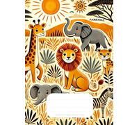 Quaderno a righe C per 4a e 5a elementare, con bordo: formato A4 - 100 pagine - fantasia animali della savana