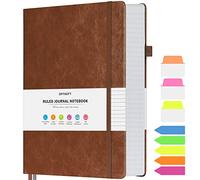 Quaderno a righe, Grande quaderno rigido in pelle A5, Quaderno da lavoro con 312 pagine numerate, Carta da 100gsm senza sbavature, Quaderno a righe per donne, uomini, scuola e ufficio, Marrone