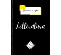Quaderno a righe Letteratura: Formato A4|Rigatura “1R” per medie e superiori |senza margini |100 pagine |copertina nera, lucida con nome della materia.