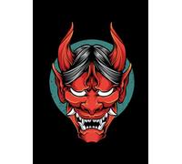 Quaderno a Righe per Scuole Medie, Superiori, Università e Appunti | A4 | Senza margine | Rigatura 1R |82 pagine | Tema Giappone Maschera Oni: Demon Oni Notebook